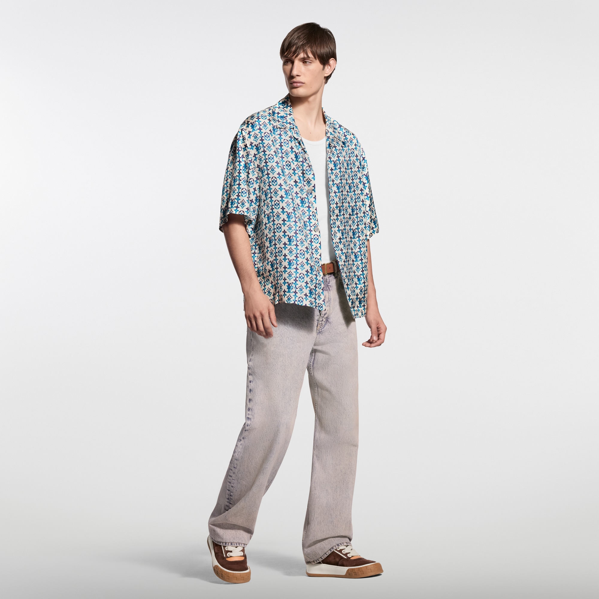 Monogram Printed Silk Short-Sleeved Shirt - For Men | LOUIS VUITTON
